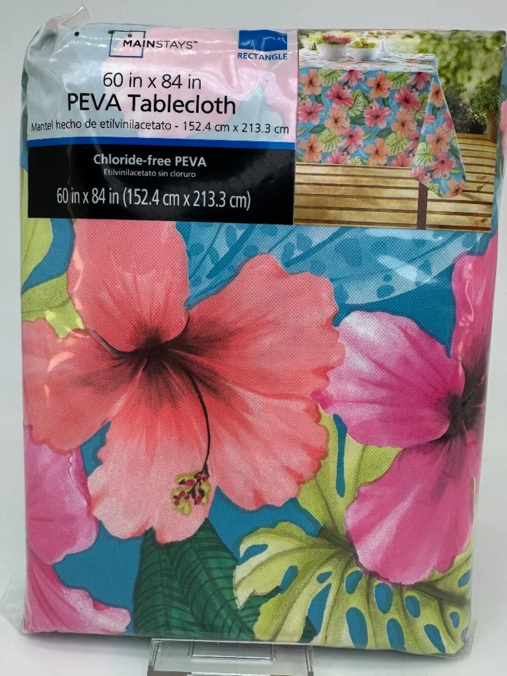 MAINSTAYS Tropical Hibiscus PEVA Tablecloth 60x84 New